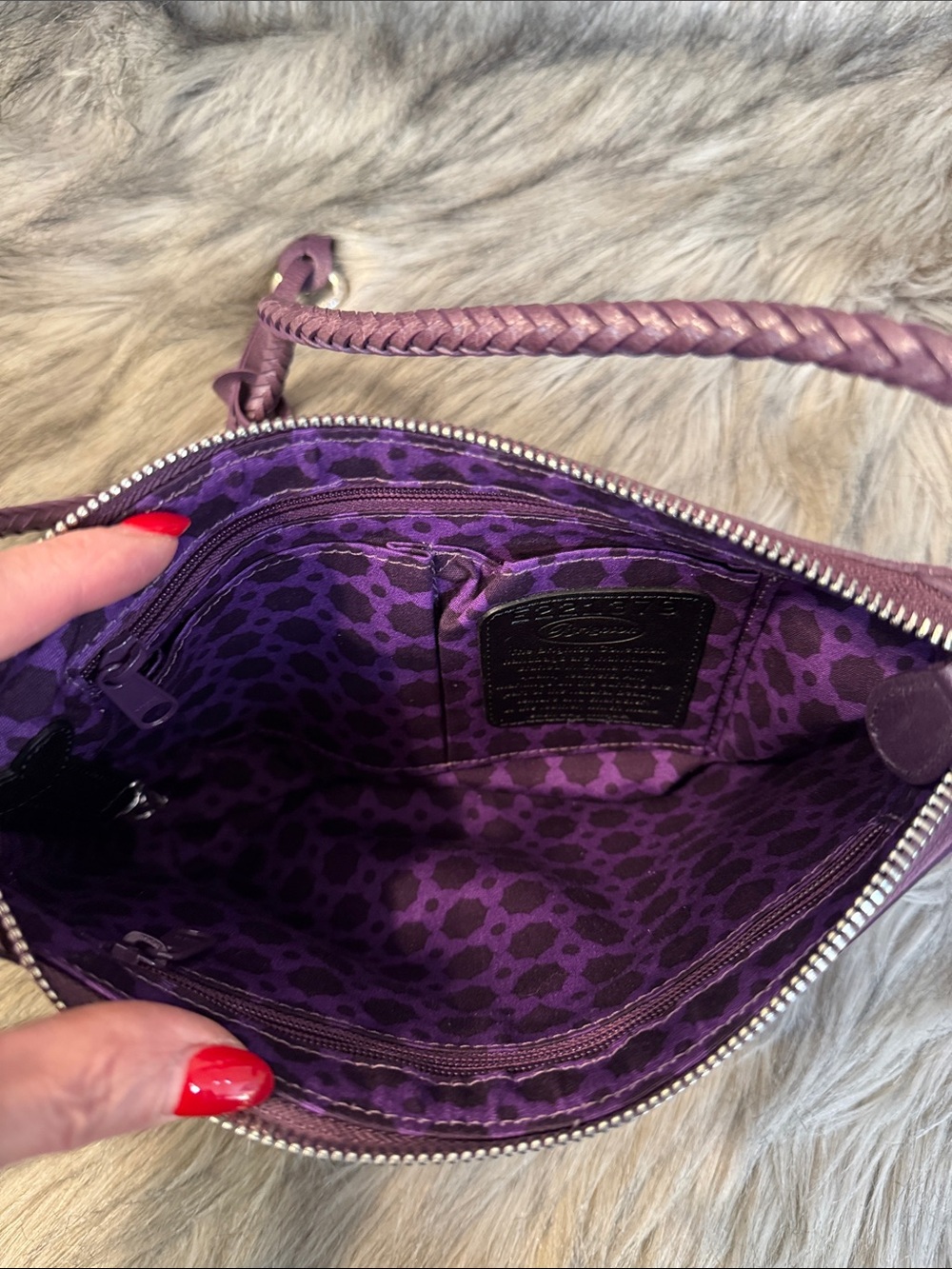 Brighton Purple Floral Embroidered Shoulder Bag - Picture 4 of 9